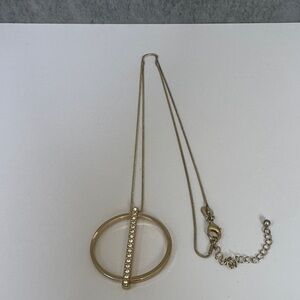 Express Gold Necklace with Crystal Circle Pendant